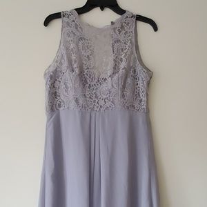 David's Bridal Grey Long Gown